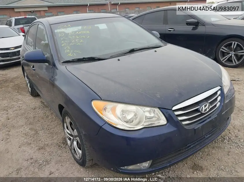 HYUNDAI ELANTRA 2010, VIN KMHDU4AD5AU983097