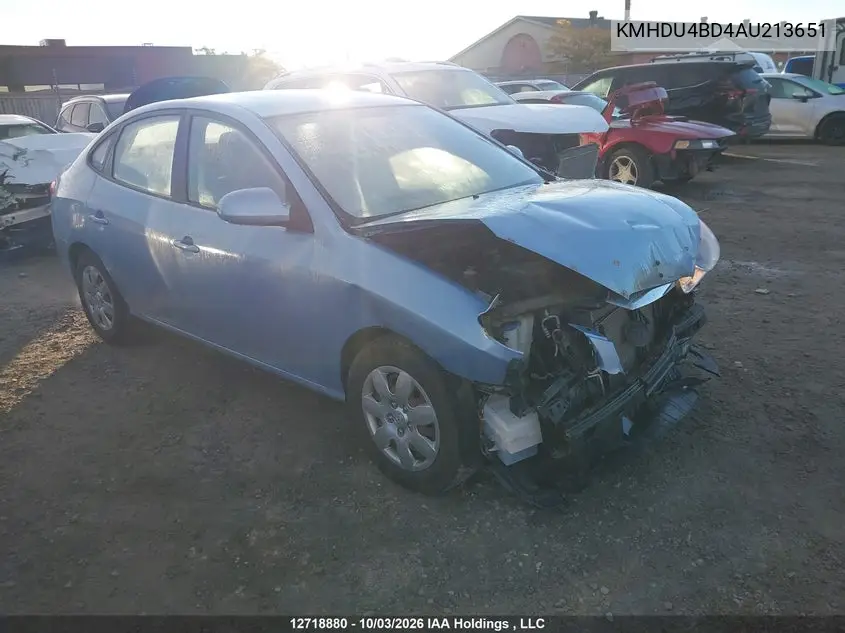 HYUNDAI ELANTRA 2010, VIN KMHDU4BD4AU213651