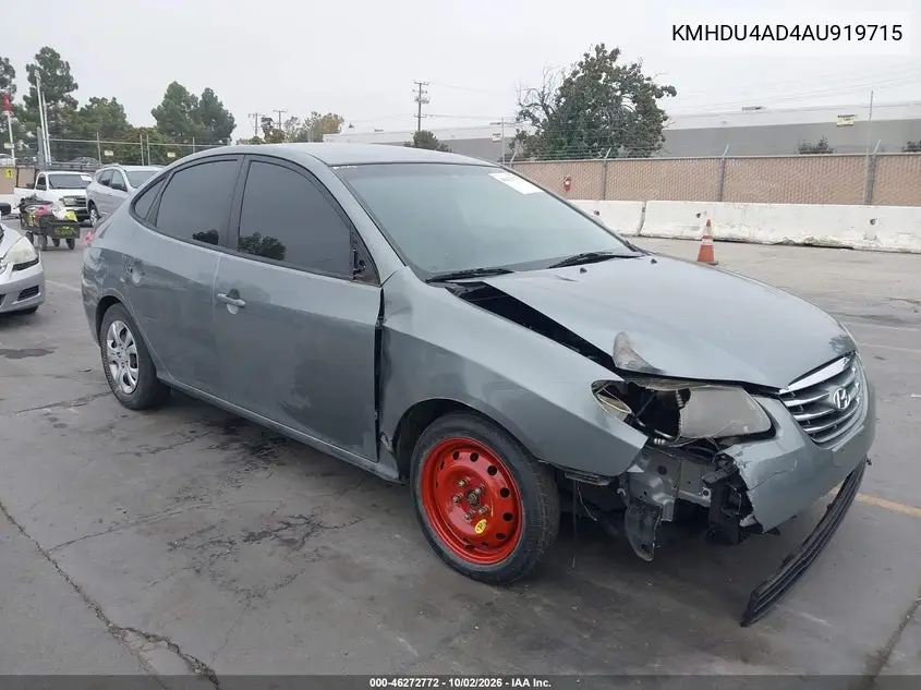 HYUNDAI ELANTRA 2010, VIN KMHDU4AD4AU919715
