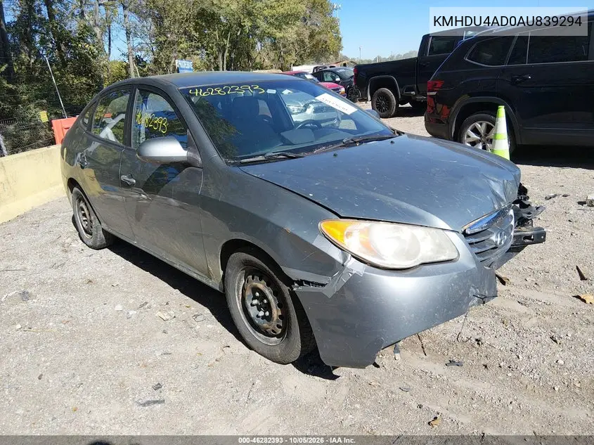 HYUNDAI ELANTRA 2010, VIN KMHDU4AD0AU839294