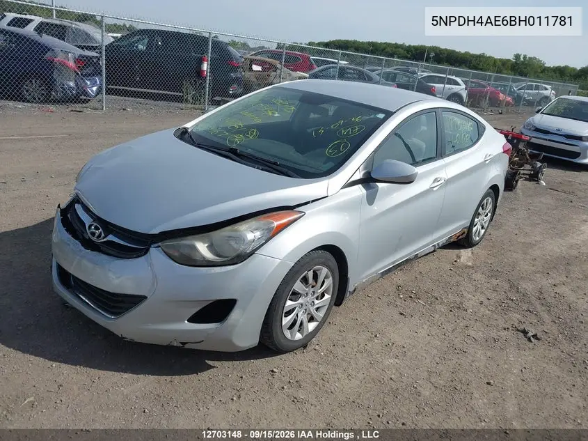 2011 HYUNDAI ELANTRA VIN 5NPDH4AE6BH011781 — фото 2