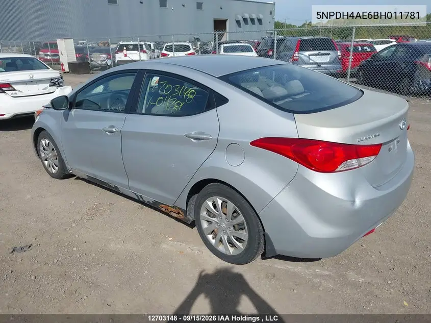 2011 HYUNDAI ELANTRA VIN 5NPDH4AE6BH011781 — фото 3
