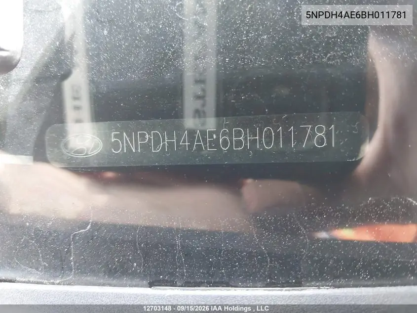2011 HYUNDAI ELANTRA VIN 5NPDH4AE6BH011781 — фото 9