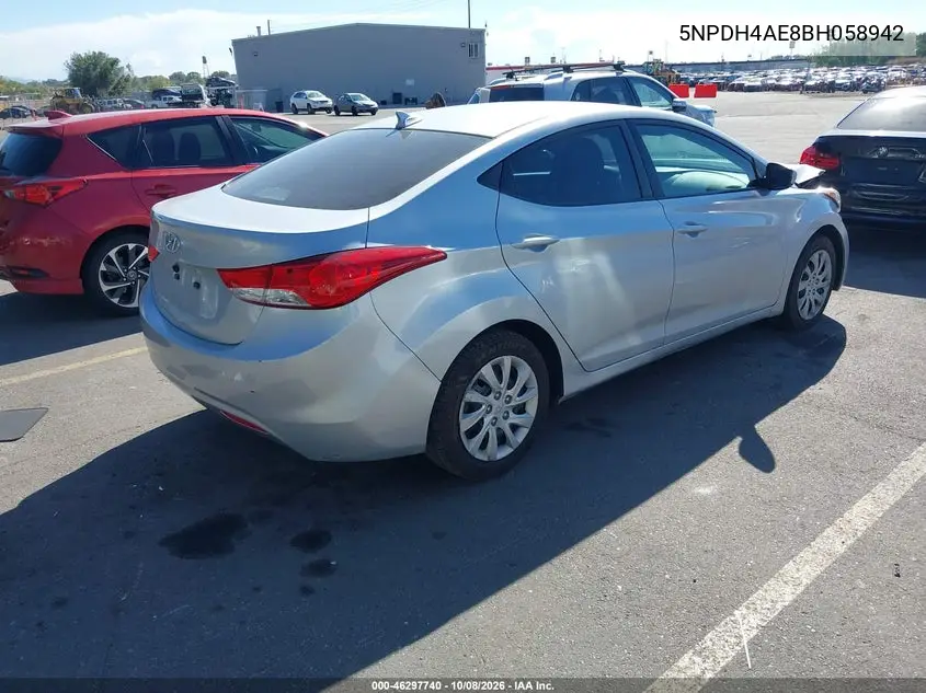 2011 HYUNDAI ELANTRA VIN 5NPDH4AE8BH058942 — фото 4