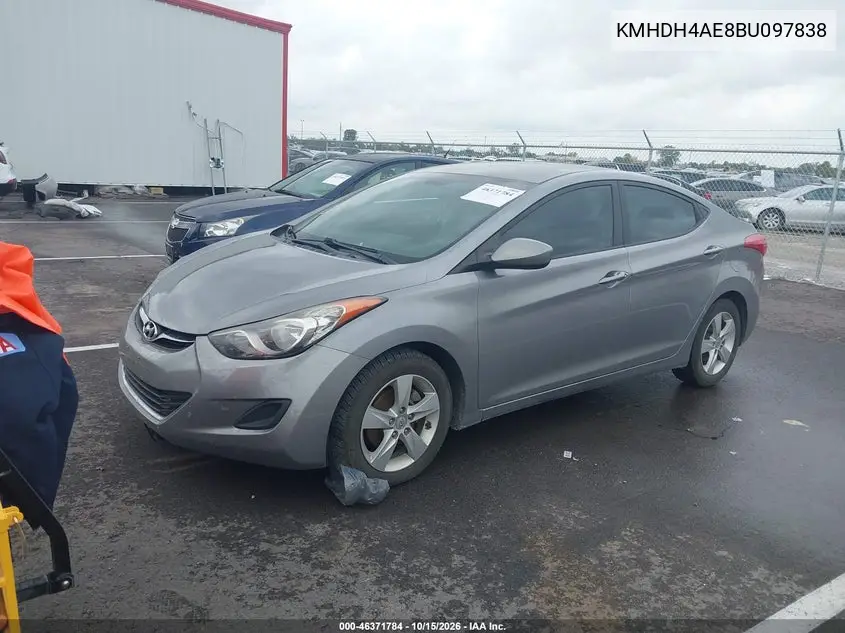 2011 HYUNDAI ELANTRA VIN KMHDH4AE8BU097838 — фото 2