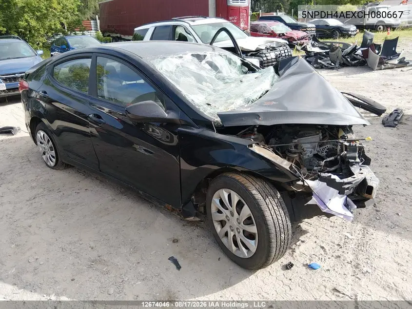 HYUNDAI ELANTRA 2012, VIN 5NPDH4AEXCH080667