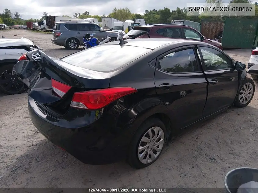 2012 HYUNDAI ELANTRA VIN 5NPDH4AEXCH080667 — фото 4