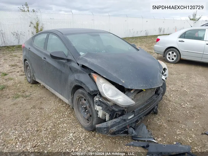 HYUNDAI ELANTRA 2012, VIN 5NPDH4AEXCH120729