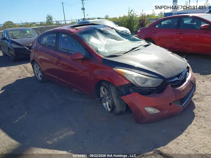 HYUNDAI ELANTRA 2012, VIN 5NPDH4AE7CH131431
