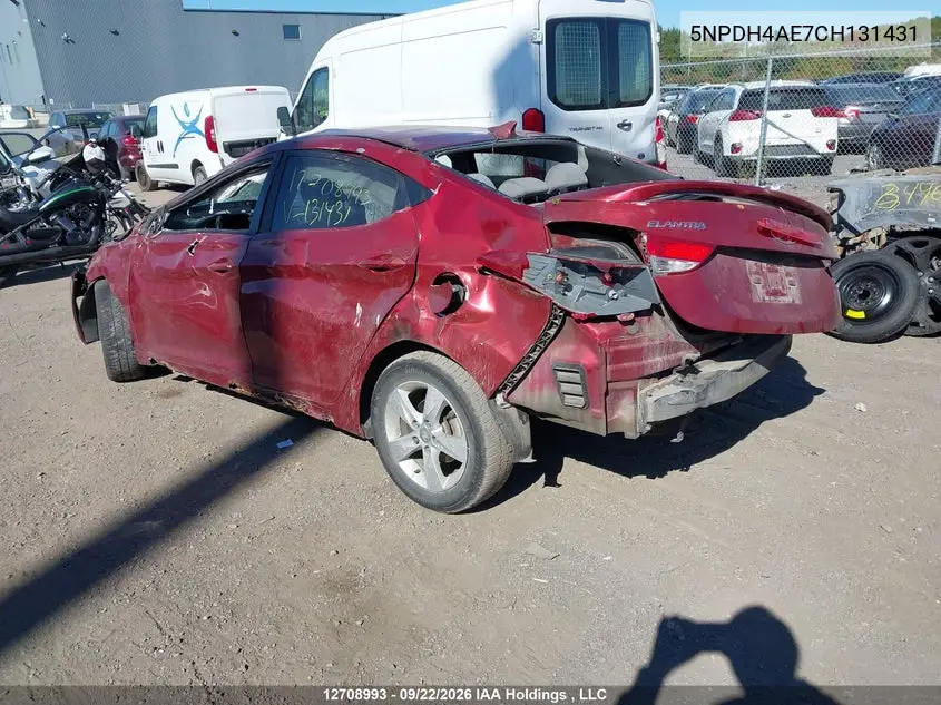 2012 HYUNDAI ELANTRA VIN 5NPDH4AE7CH131431 — фото 3