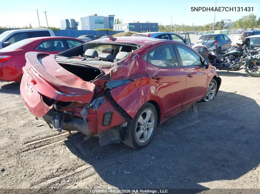 2012 HYUNDAI ELANTRA VIN 5NPDH4AE7CH131431 — фото 4