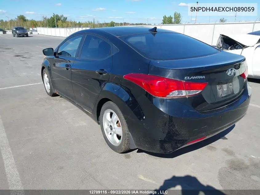 2012 HYUNDAI ELANTRA VIN 5NPDH4AEXCH089059 — фото 3