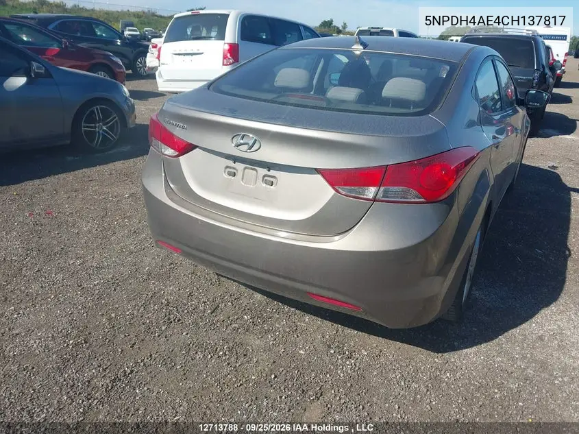 2012 HYUNDAI ELANTRA VIN 5NPDH4AE4CH137817 — фото 4
