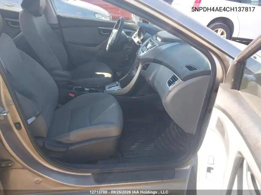 2012 HYUNDAI ELANTRA VIN 5NPDH4AE4CH137817 — фото 5