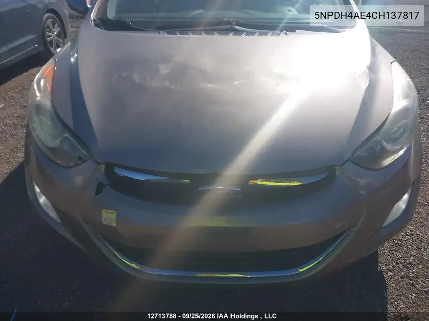 2012 HYUNDAI ELANTRA VIN 5NPDH4AE4CH137817 — фото 6