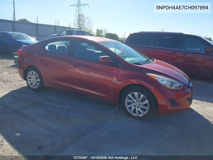 HYUNDAI ELANTRA 2012, VIN 5NPDH4AE7CH097894