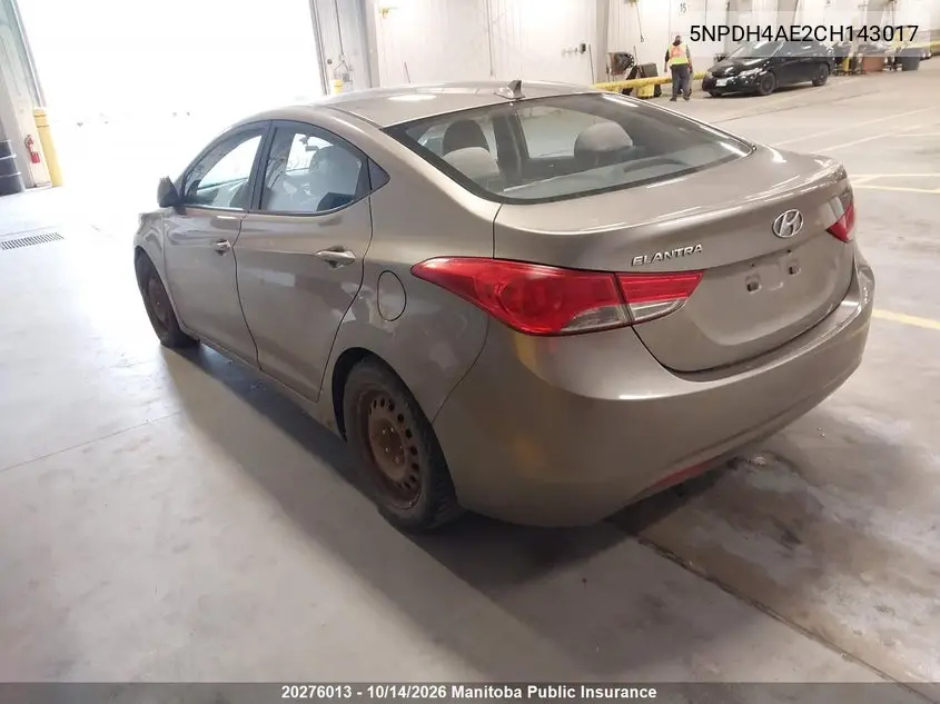 2012 HYUNDAI ELANTRA VIN 5NPDH4AE2CH143017 — фото 3