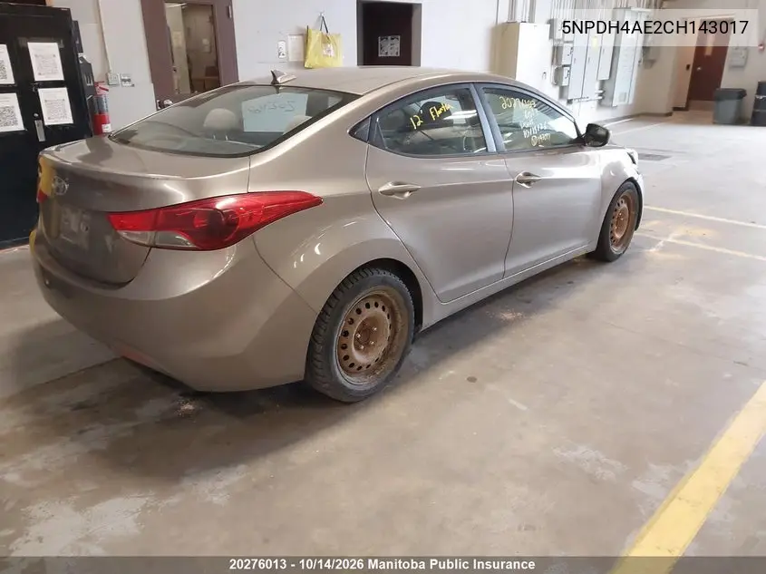 2012 HYUNDAI ELANTRA VIN 5NPDH4AE2CH143017 — фото 4