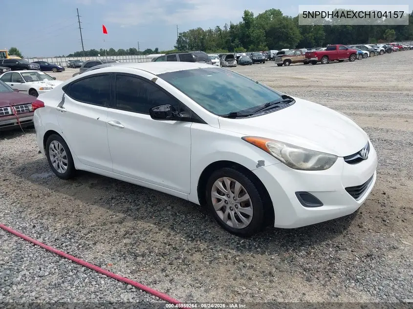 HYUNDAI ELANTRA 2012, VIN 5NPDH4AEXCH104157