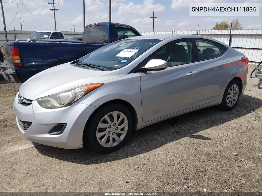 2012 HYUNDAI ELANTRA VIN 5NPDH4AEXCH111836 — фото 2