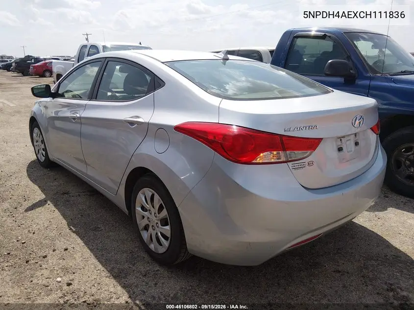 2012 HYUNDAI ELANTRA VIN 5NPDH4AEXCH111836 — фото 3