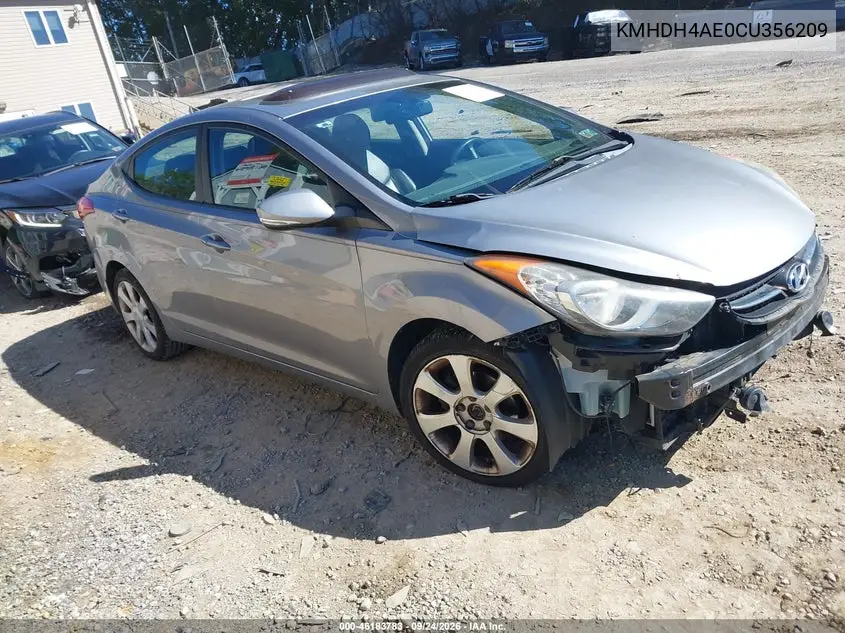 HYUNDAI ELANTRA 2012, VIN KMHDH4AE0CU356209