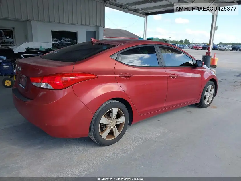 2012 HYUNDAI ELANTRA VIN KMHDH4AEXCU426377 — фото 4