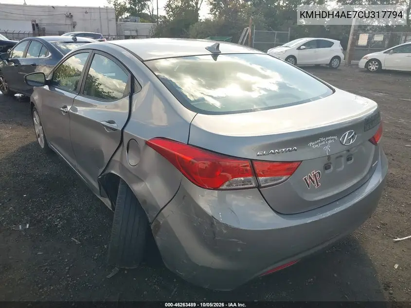 2012 HYUNDAI ELANTRA VIN KMHDH4AE7CU317794 — фото 3