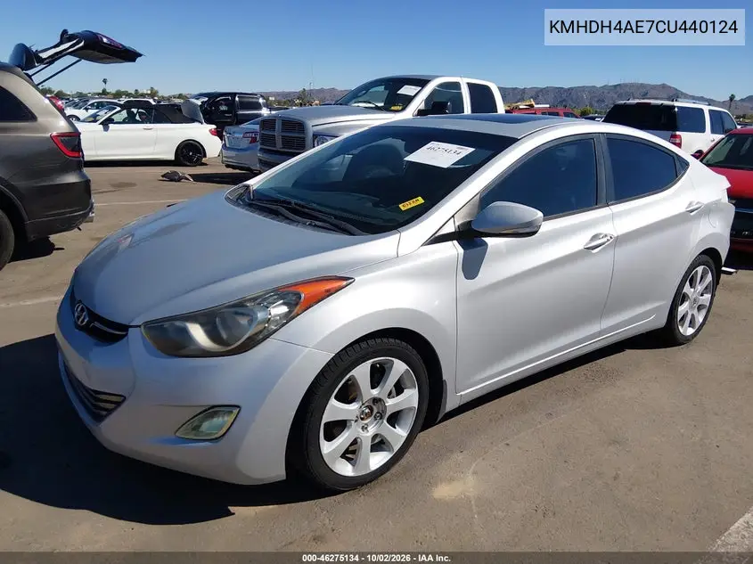2012 HYUNDAI ELANTRA VIN KMHDH4AE7CU440124 — фото 2