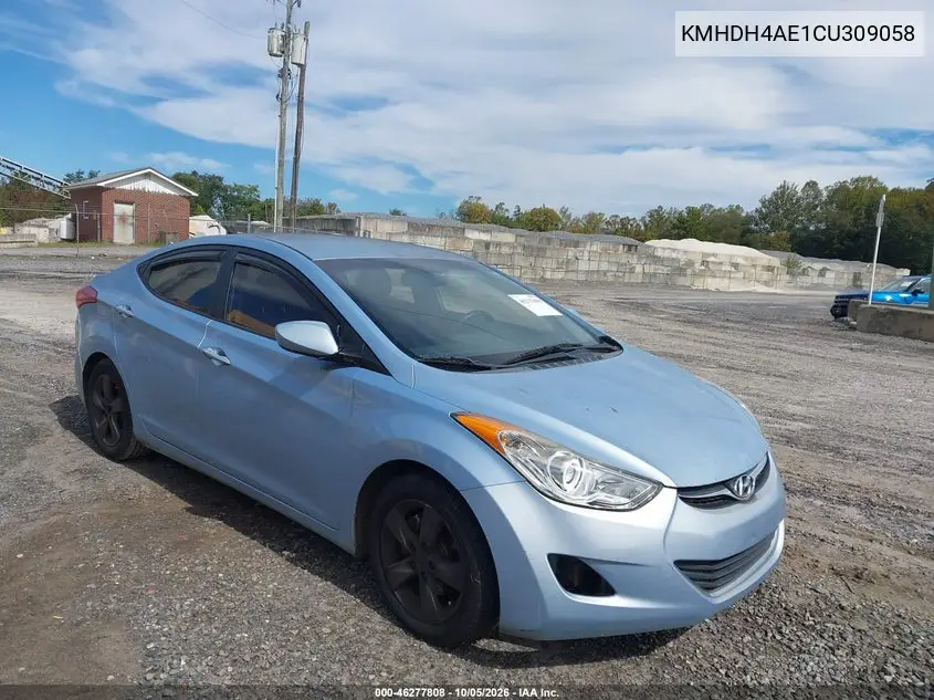 HYUNDAI ELANTRA 2012, VIN KMHDH4AE1CU309058
