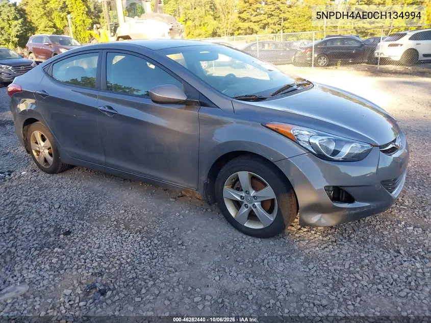 HYUNDAI ELANTRA 2012, VIN 5NPDH4AE0CH134994
