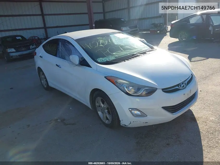 HYUNDAI ELANTRA 2012, VIN 5NPDH4AE7CH149766