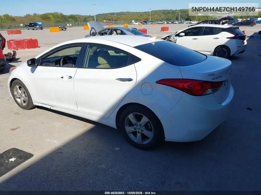 2012 HYUNDAI ELANTRA VIN 5NPDH4AE7CH149766 — фото 3