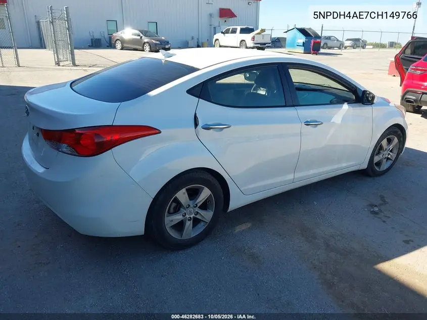 2012 HYUNDAI ELANTRA VIN 5NPDH4AE7CH149766 — фото 4