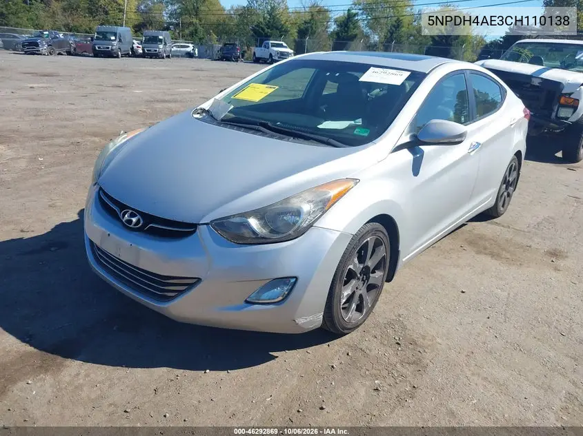 2012 HYUNDAI ELANTRA VIN 5NPDH4AE3CH110138 — фото 2