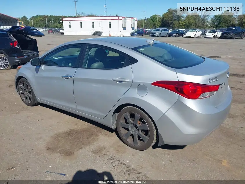 2012 HYUNDAI ELANTRA VIN 5NPDH4AE3CH110138 — фото 3