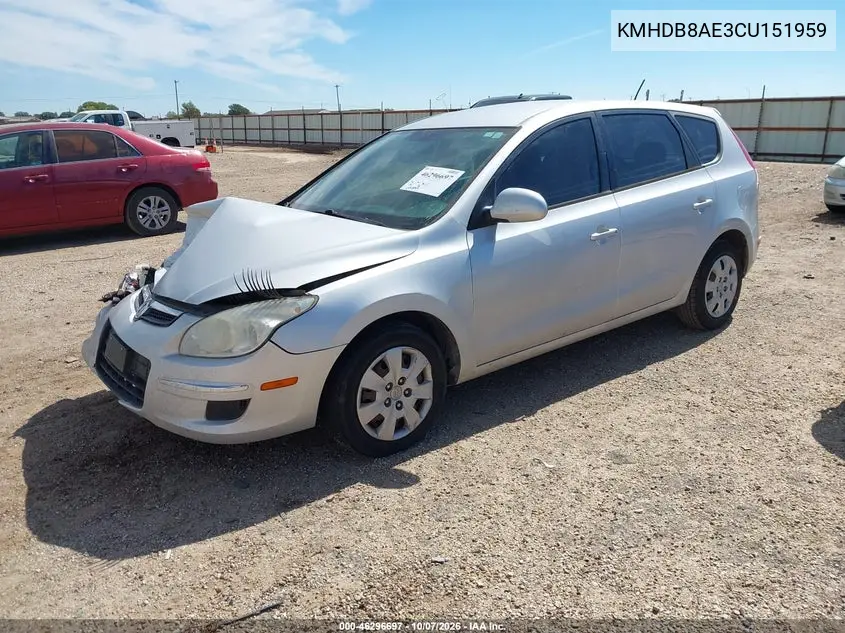 2012 HYUNDAI ELANTRA VIN KMHDB8AE3CU151959 — фото 2