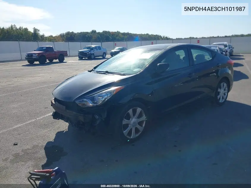 2012 HYUNDAI ELANTRA VIN 5NPDH4AE3CH101987 — фото 2