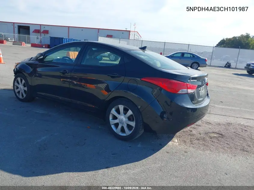 2012 HYUNDAI ELANTRA VIN 5NPDH4AE3CH101987 — фото 3
