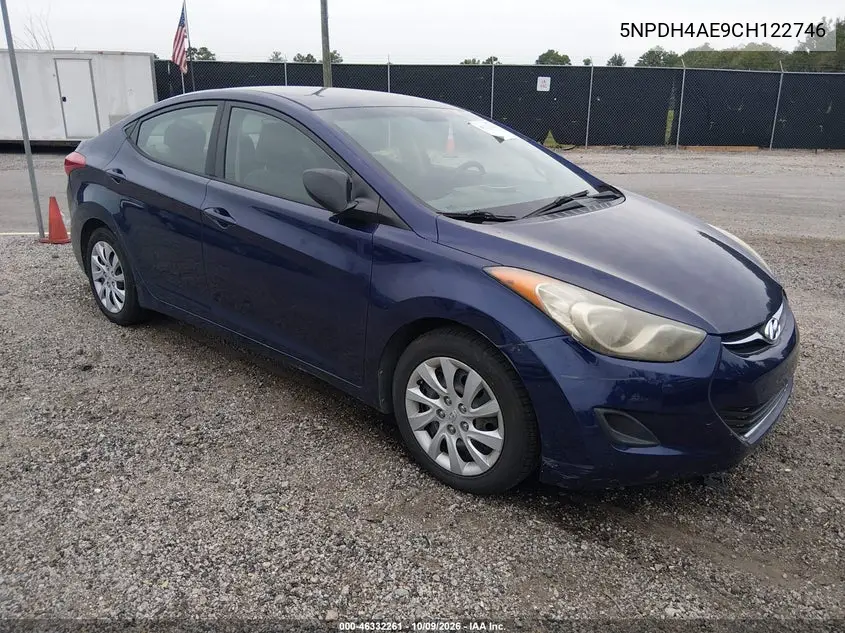HYUNDAI ELANTRA 2012, VIN 5NPDH4AE9CH122746