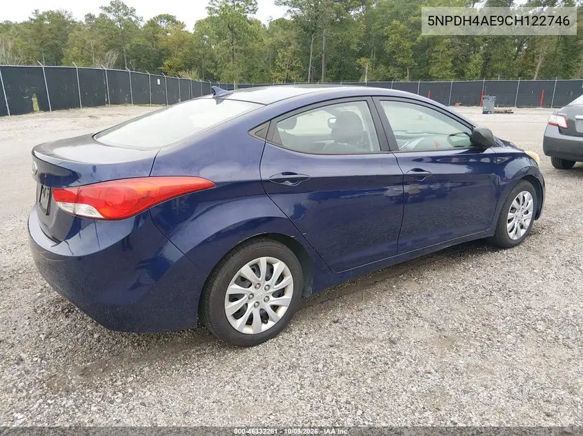 2012 HYUNDAI ELANTRA VIN 5NPDH4AE9CH122746 — фото 4