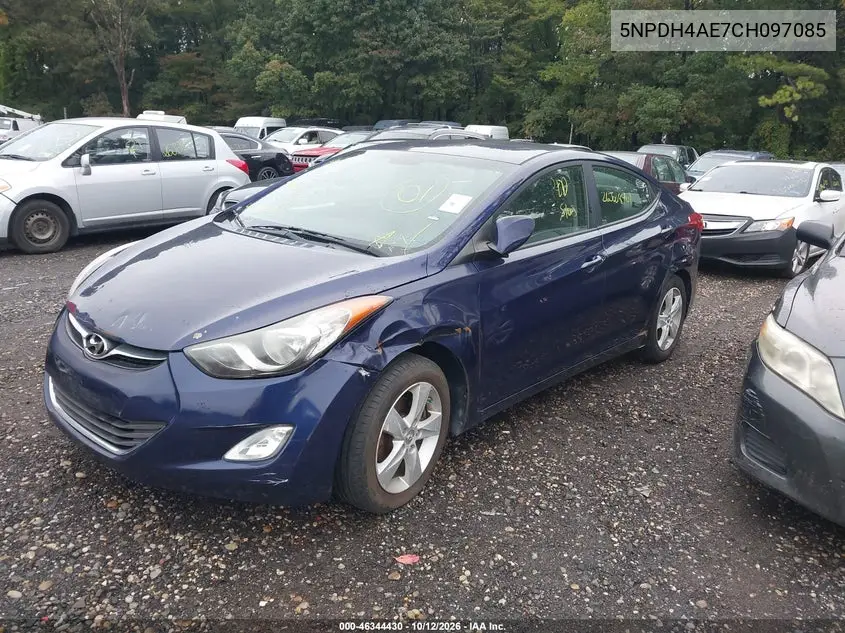 2012 HYUNDAI ELANTRA VIN 5NPDH4AE7CH097085 — фото 2