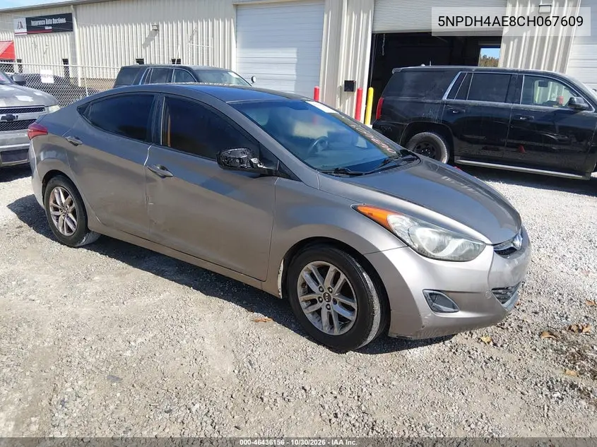 HYUNDAI ELANTRA 2012, VIN 5NPDH4AE8CH067609