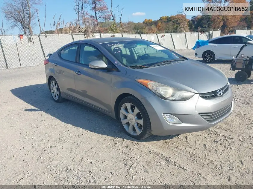 HYUNDAI ELANTRA 2012, VIN KMHDH4AE3CU318652
