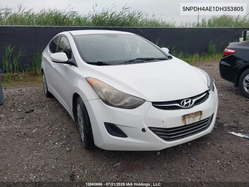 HYUNDAI ELANTRA 2013, VIN 5NPDH4AE1DH353805