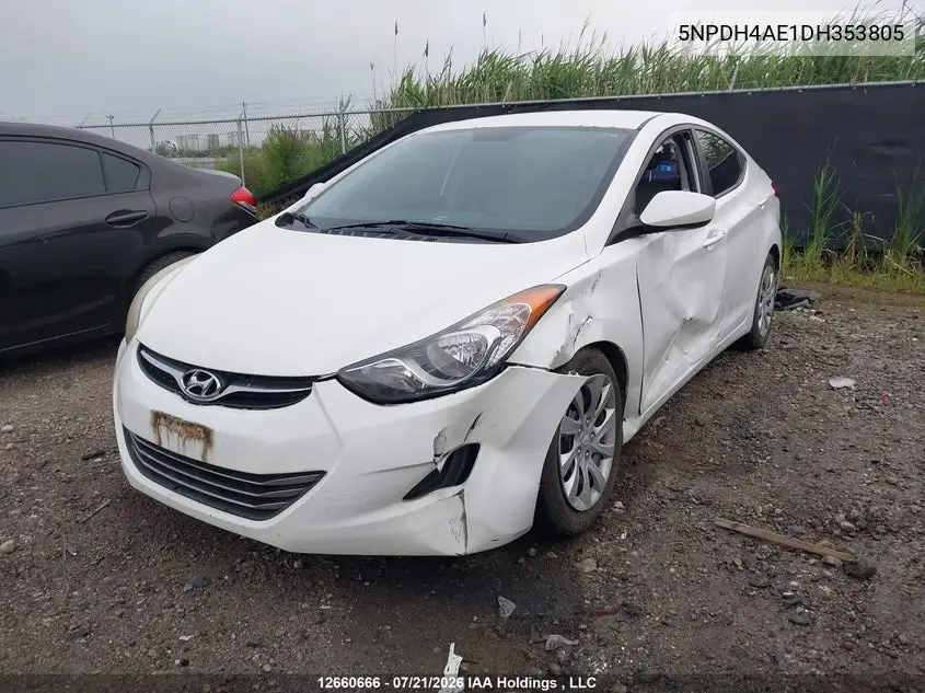 2013 HYUNDAI ELANTRA VIN 5NPDH4AE1DH353805 — фото 2