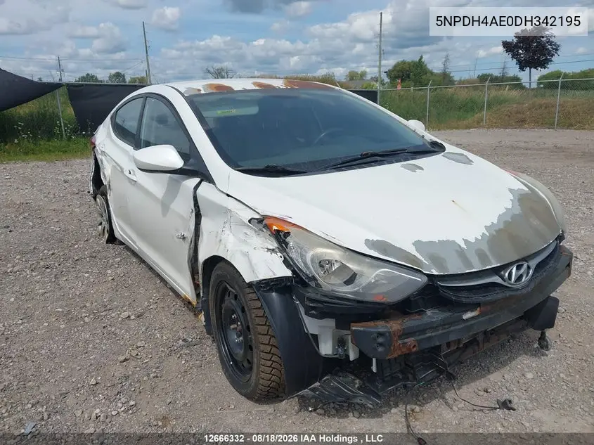 HYUNDAI ELANTRA 2013, VIN 5NPDH4AE0DH342195