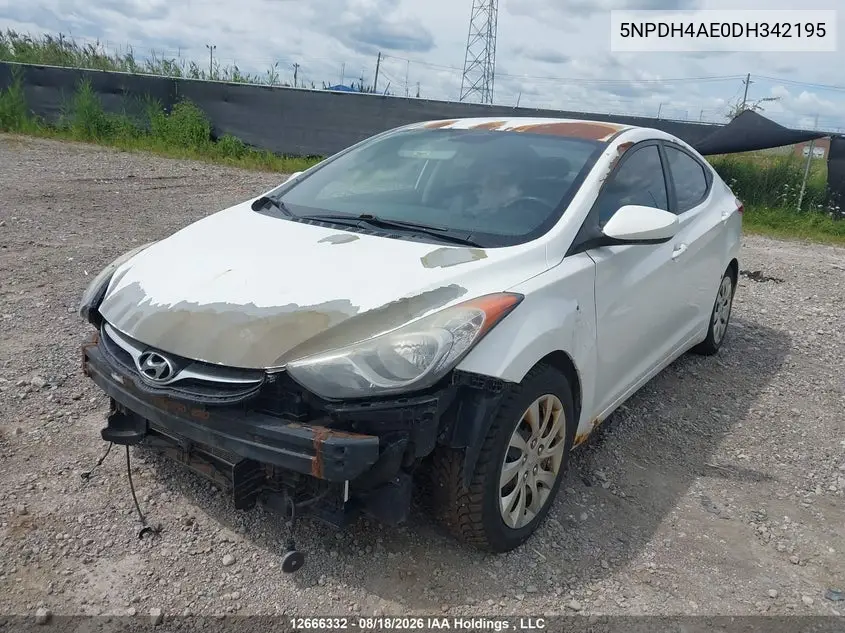 2013 HYUNDAI ELANTRA VIN 5NPDH4AE0DH342195 — фото 2