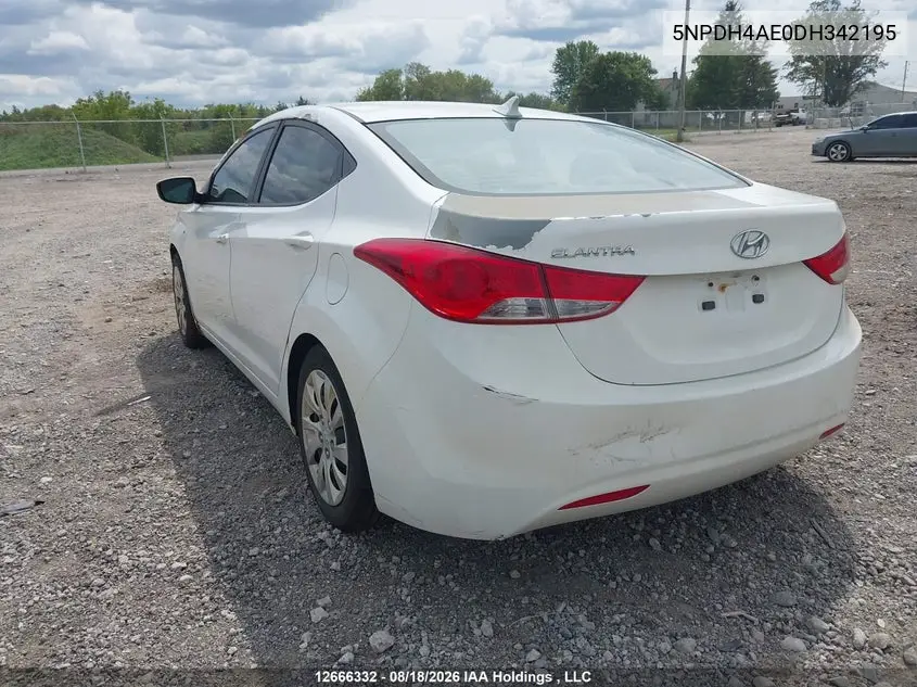 2013 HYUNDAI ELANTRA VIN 5NPDH4AE0DH342195 — фото 3