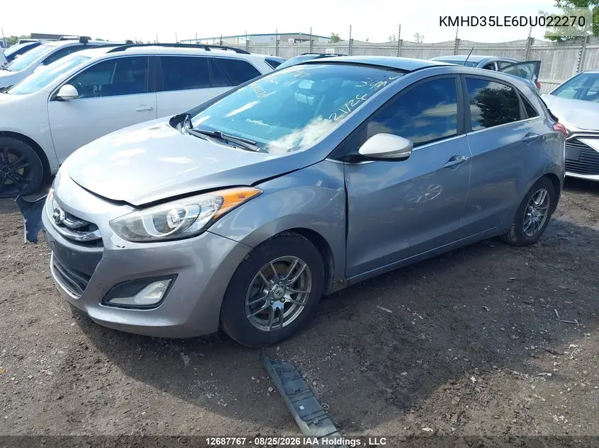 2013 HYUNDAI ELANTRA VIN KMHD35LE6DU022270 — фото 2